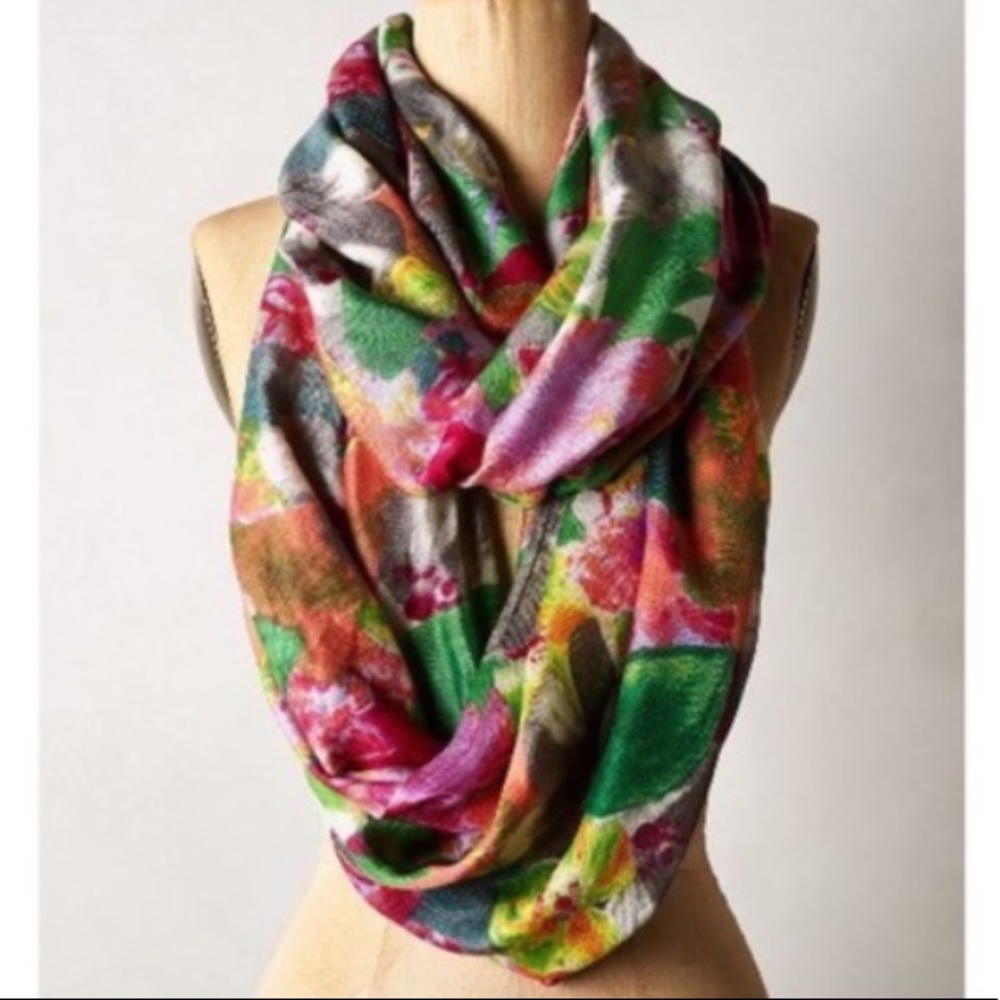 Anthropologie 100% Silk Infinity Scarf by Tolani